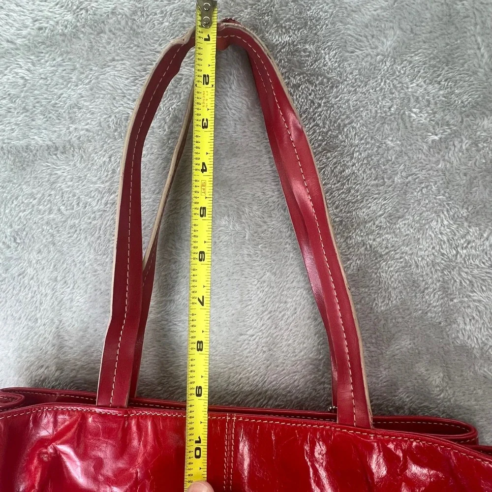Kenneth Cole Reaction Red Leather Tote Bag Indie Sleaze Y2K Corporate Goth Retro